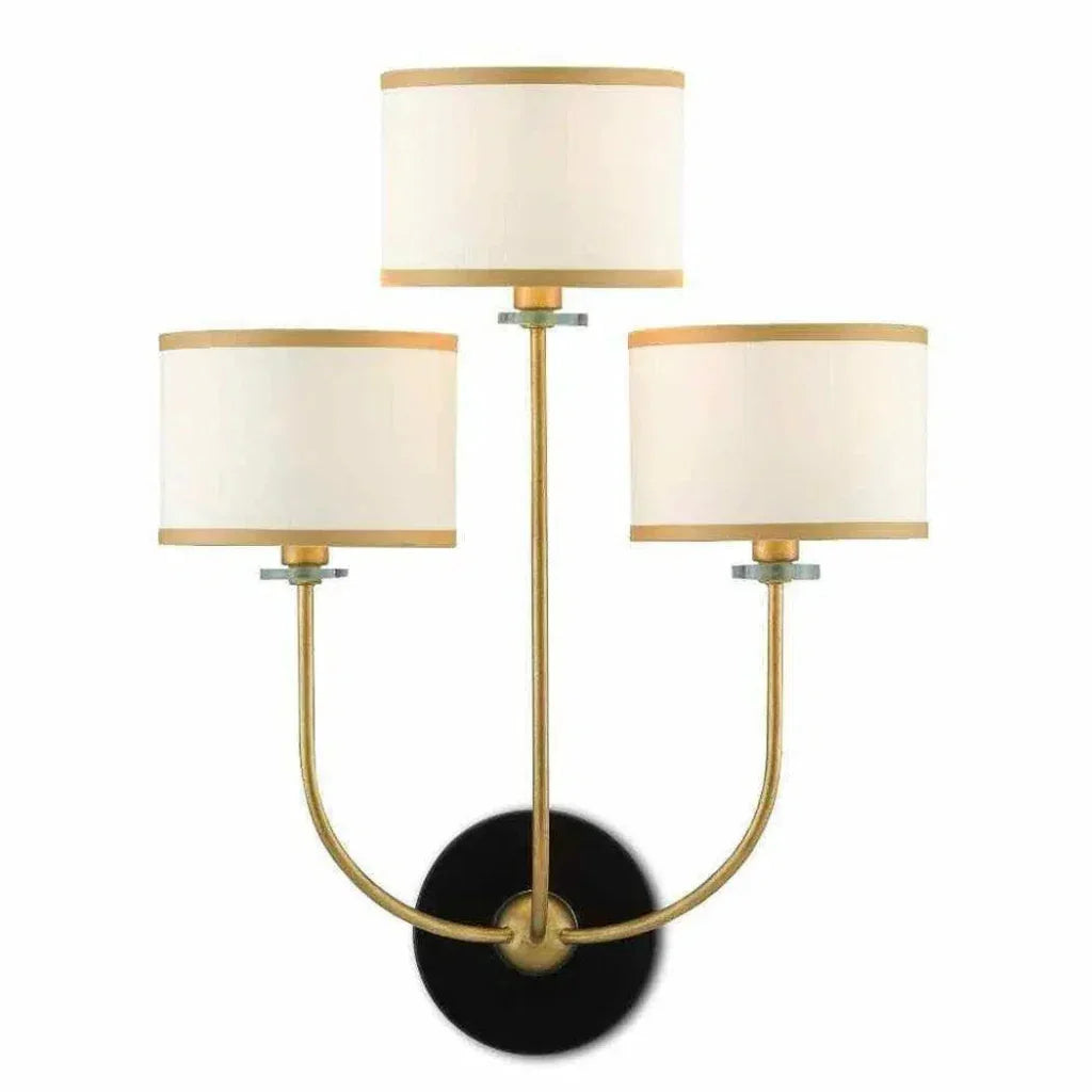 Brass Satin Black White Croydon Wall Sconce - LOOMLAN - Currey & Co - Wall Sconces