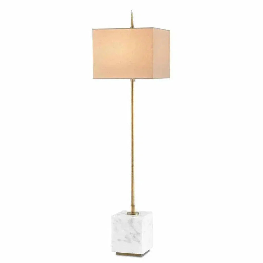 Brass White Thompson White Console Lamp - LOOMLAN - Currey & Co - Table Lamps