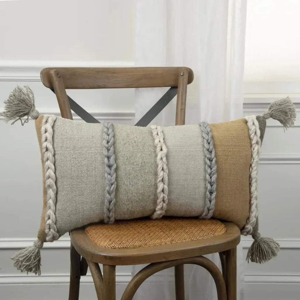 Brie Tan Lumbar Pillow With Down Insert - LOOMLAN - LOOMLAN - Throw Pillows