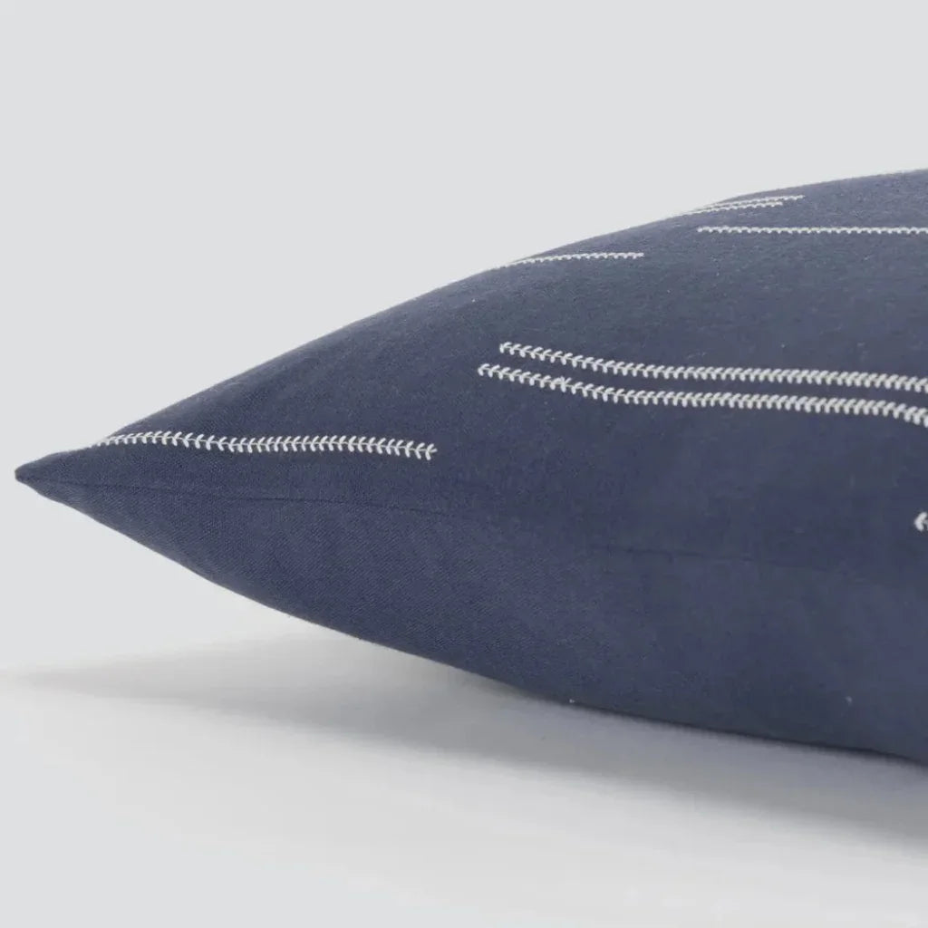 LOOMLAN Broken Stripe Blue Throw Pillow Down Insert