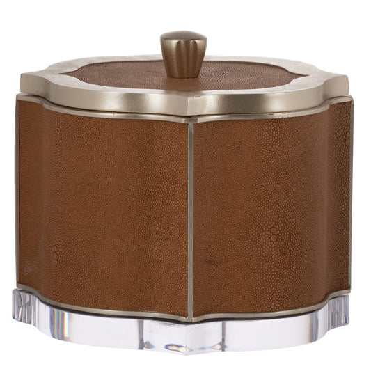 Brown Faux Shagreen Decorative Box