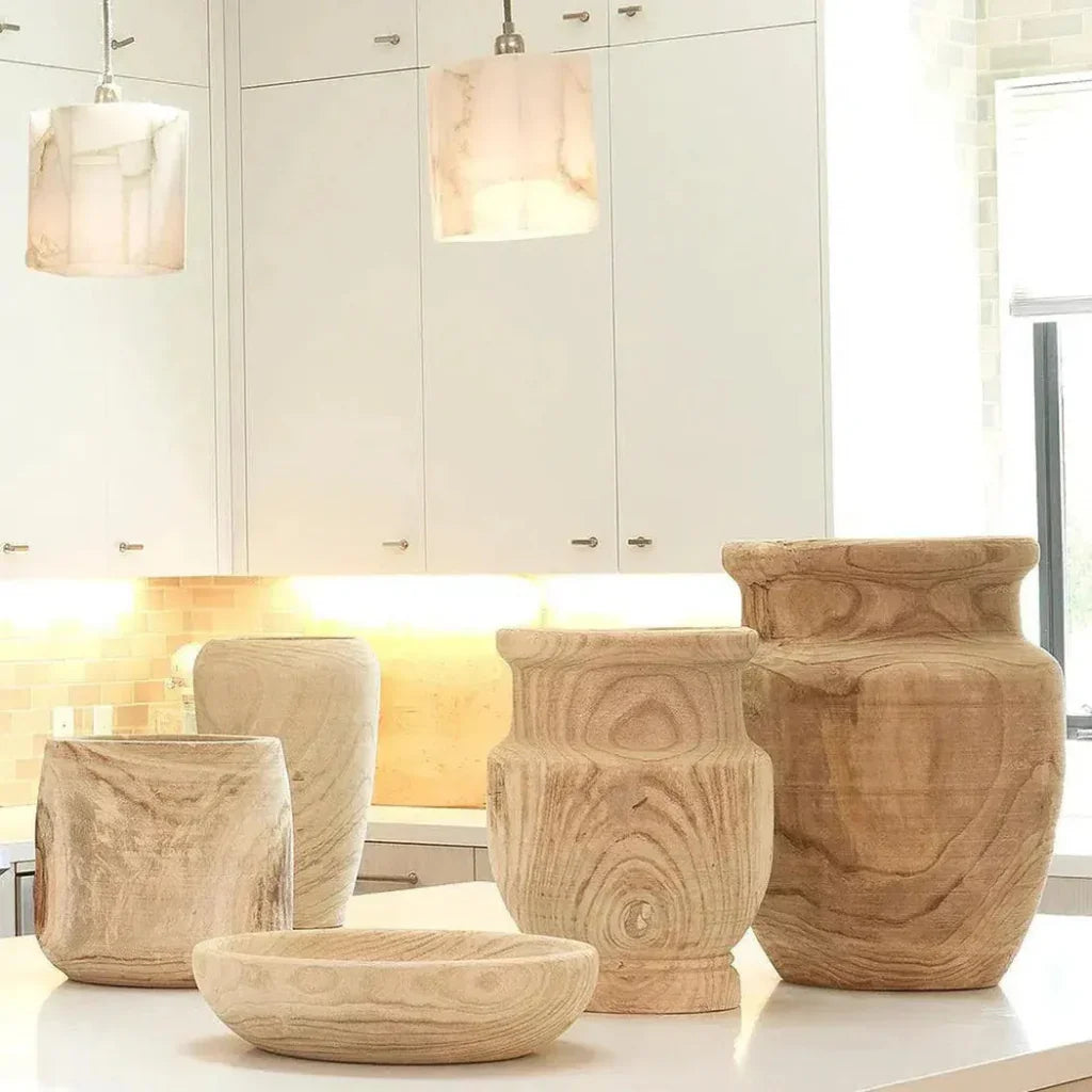 Brown Paulownia Wood Ojai Wooden Vase - LOOMLAN - Jamie Young - Vases & Jars