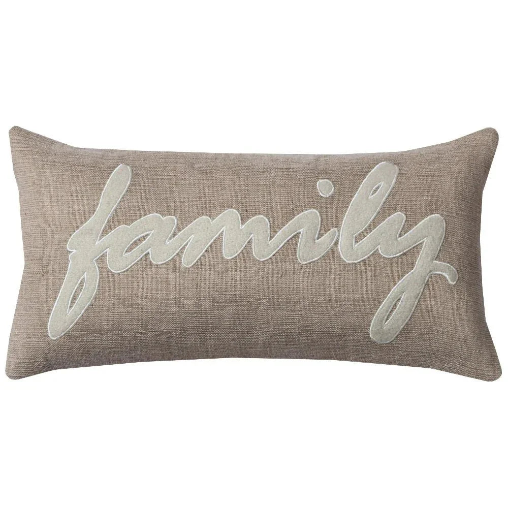 Brown Ronny Word Lumbar Pillow With Insert - LOOMLAN - LOOMLAN - Throw Pillows