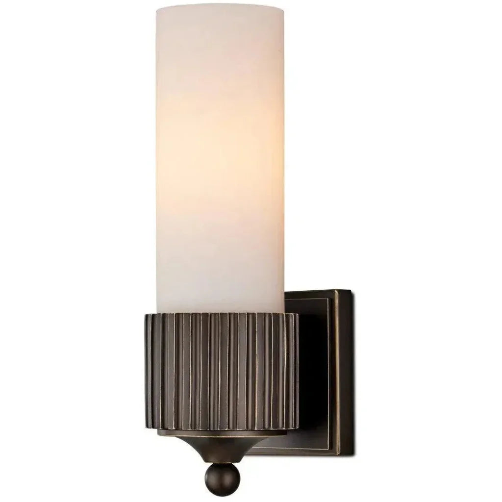 Bryce Composite & Glass Black Bath Wall Sconce - LOOMLAN - Currey & Co - Wall Sconces