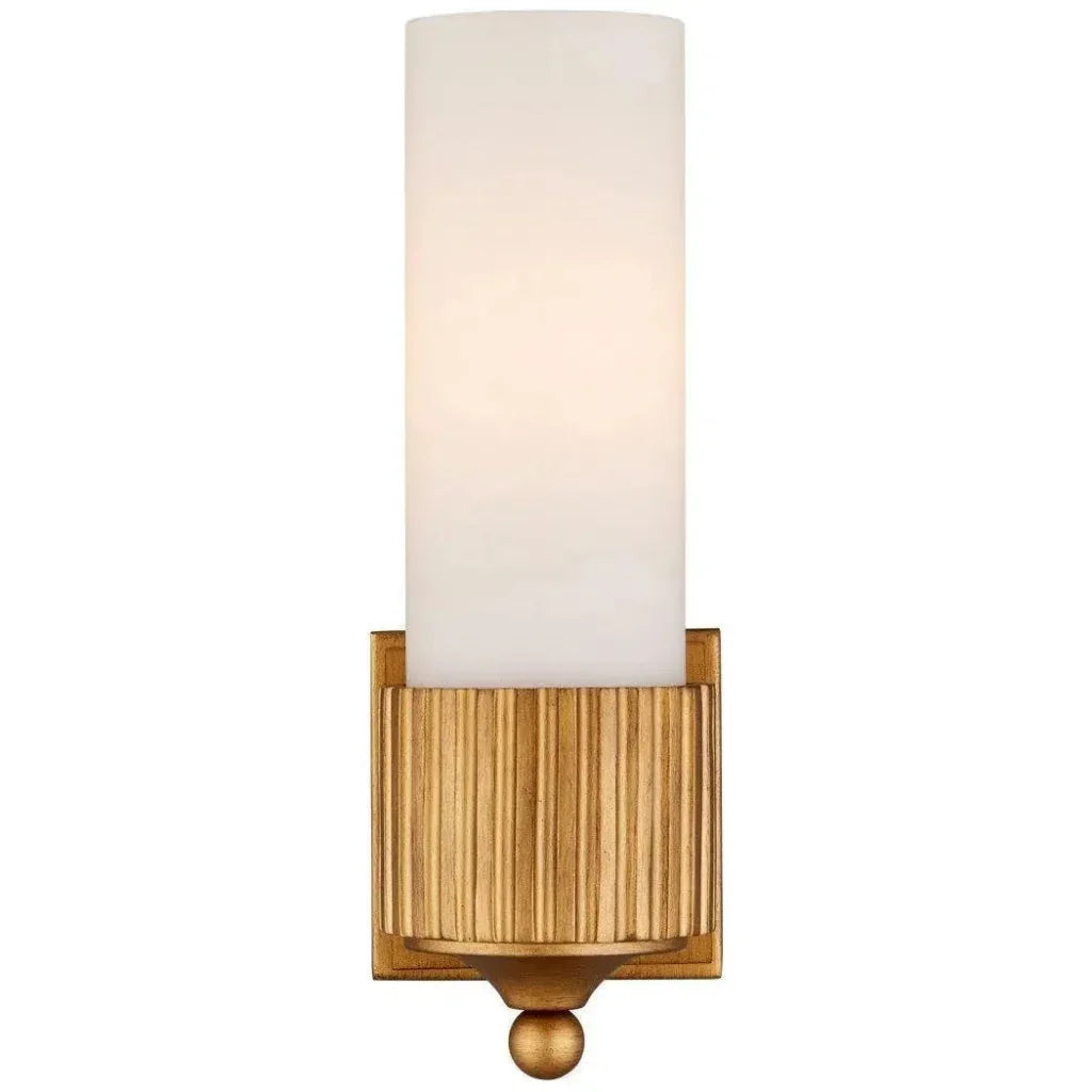 Bryce Composite & Glass Gold Bath Wall Sconce - LOOMLAN - Currey & Co - Wall Sconces
