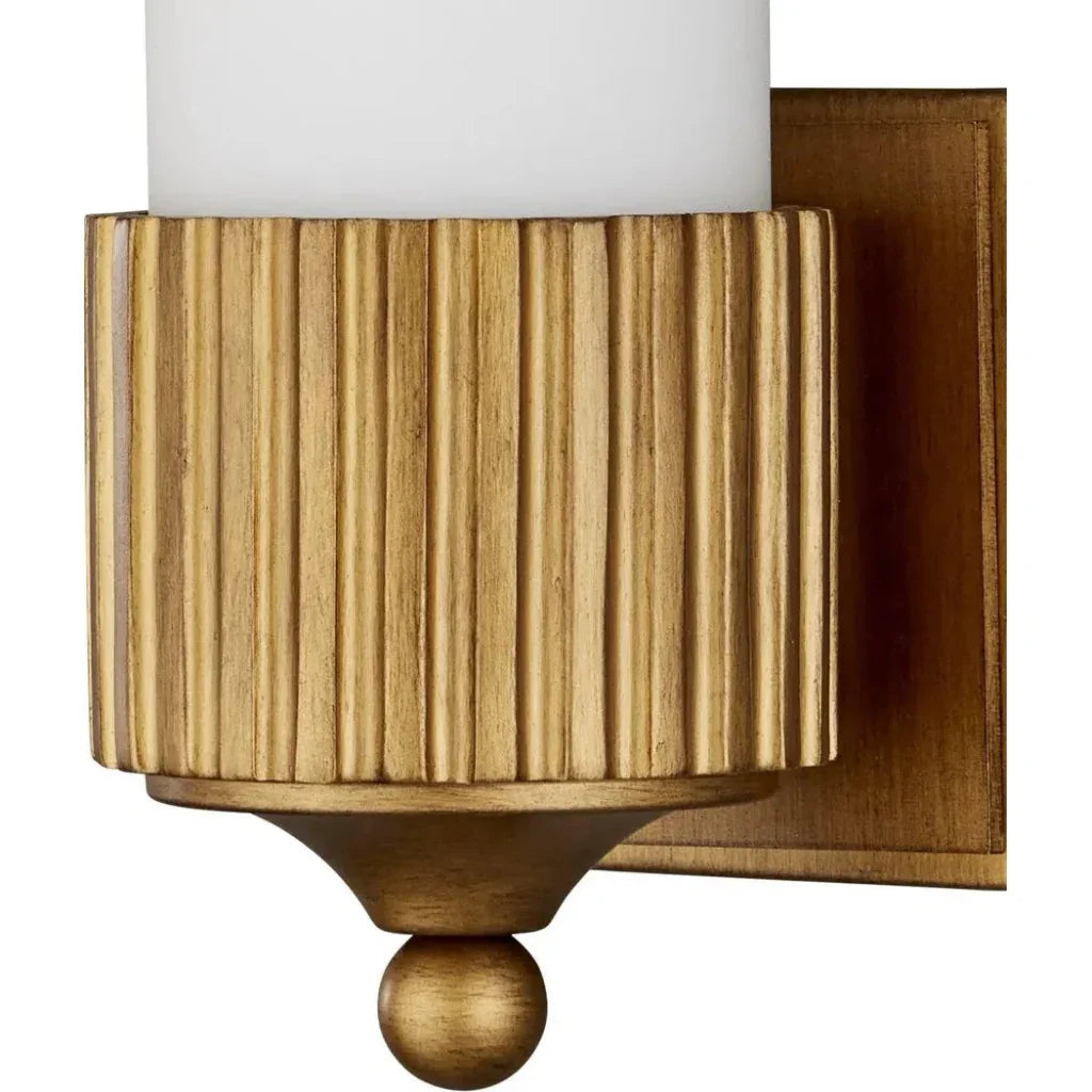 Bryce Composite & Glass Gold Bath Wall Sconce - LOOMLAN - Currey & Co - Wall Sconces
