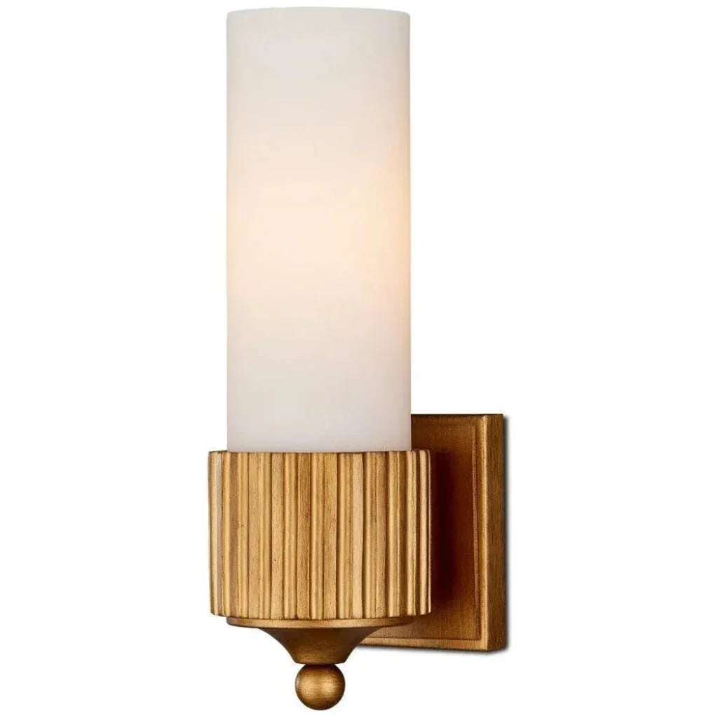 Bryce Composite & Glass Gold Bath Wall Sconce - LOOMLAN - Currey & Co - Wall Sconces