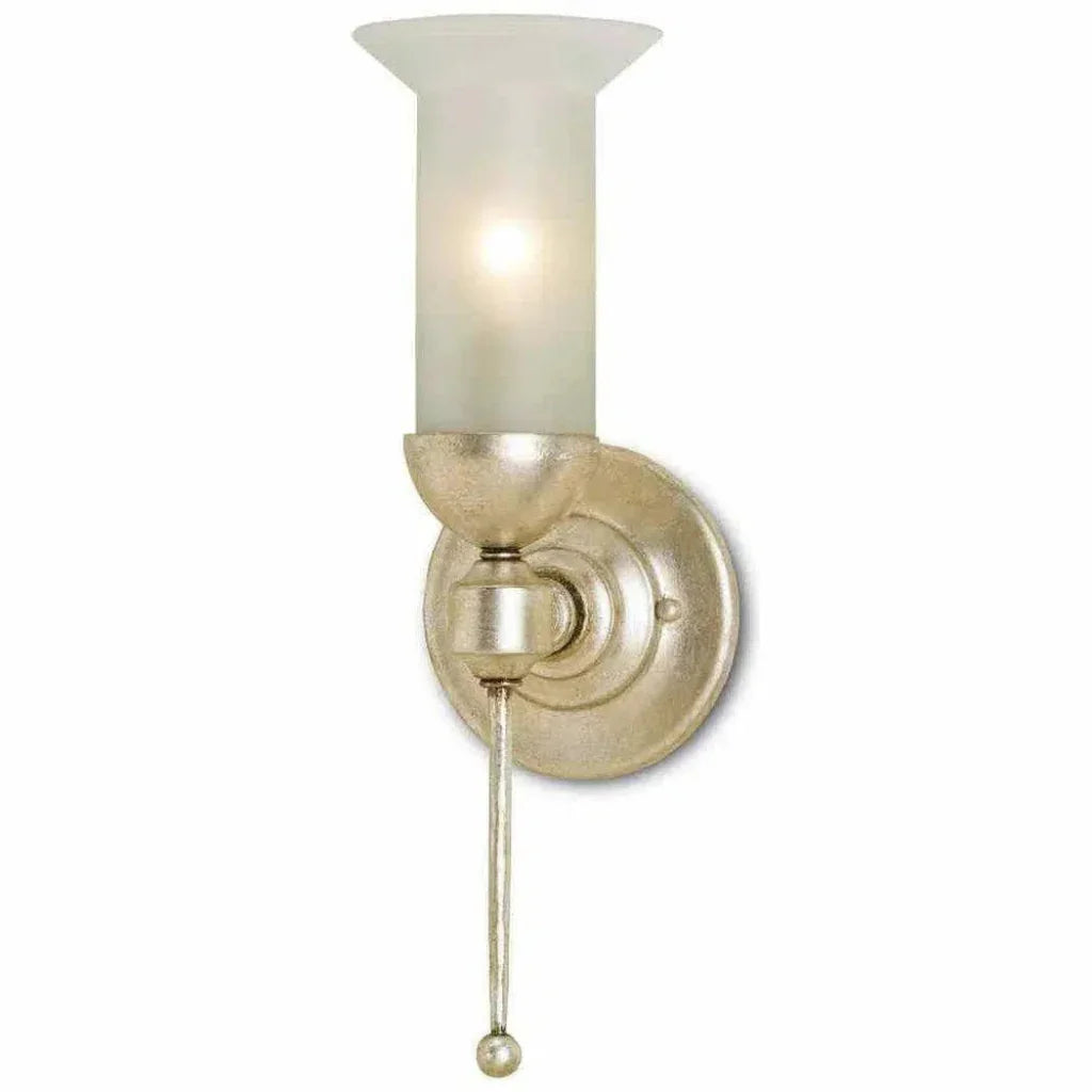 Burnished Silver Leaf Pristine Silver Wall Sconce - LOOMLAN - Currey & Co - Wall Sconces