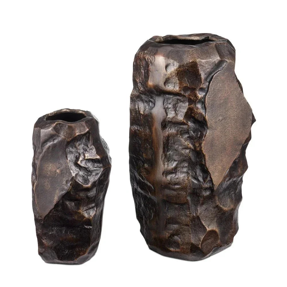 Carmelo Cast Aluminum Vases (Set Of 2) - LOOMLAN - Currey & Co - Vases & Jars