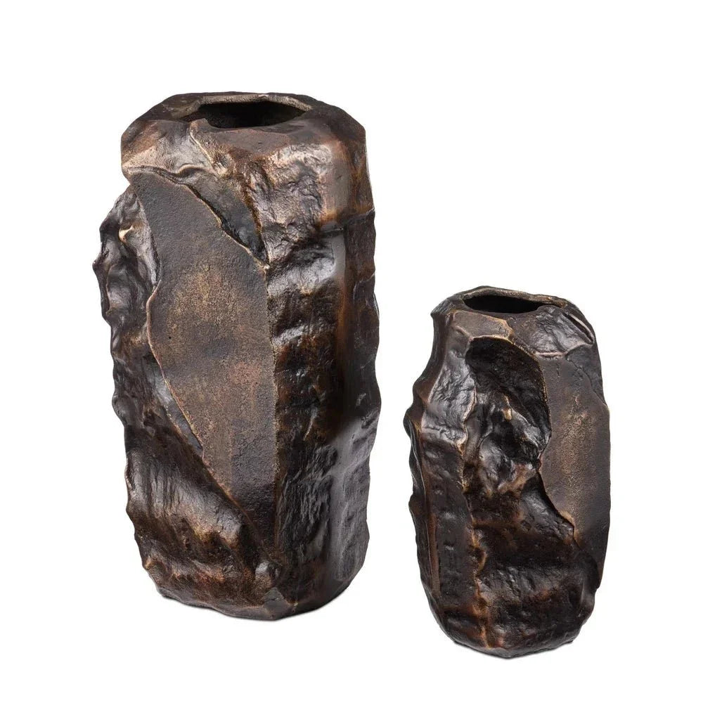 Carmelo Cast Aluminum Vases (Set Of 2) - LOOMLAN - Currey & Co - Vases & Jars