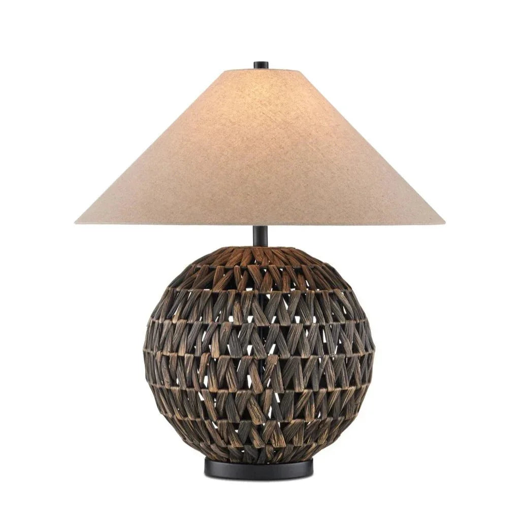 Casimer Black Water Hyacinth Table Lamp - LOOMLAN - Currey & Co - Table Lamps