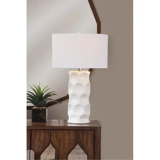 Cassidy 28" Tall Ceramic Cream Table Lamp - LOOMLAN - Bassett Mirror - Table Lamps