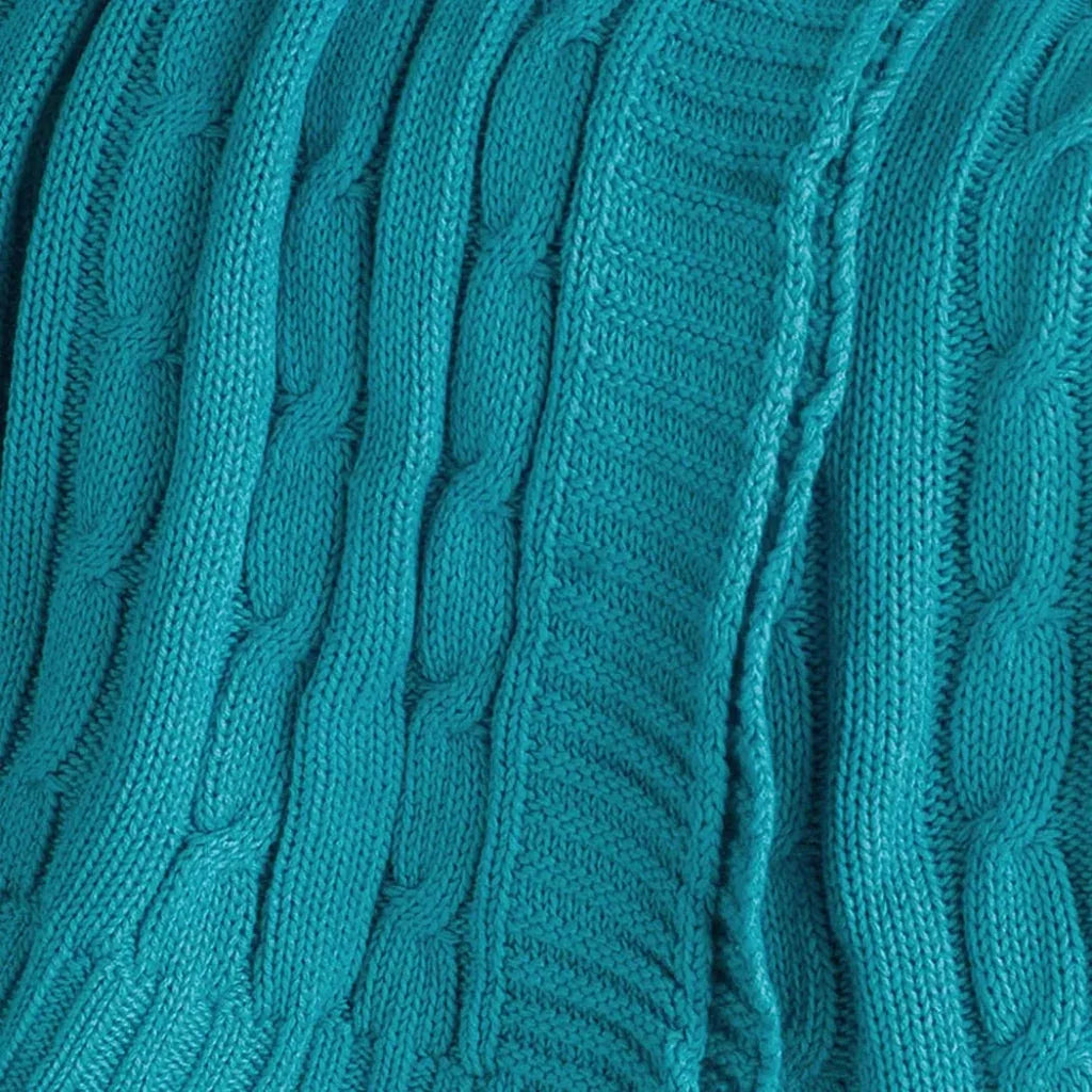 Cassy Cable Knitted Throw Blanket - LOOMLAN - LOOMLAN - Throw Blankets