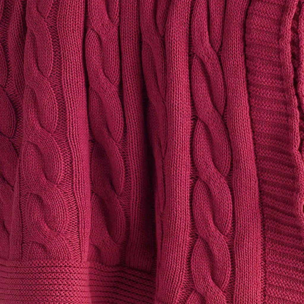 Cassy Cable Knitted Throw Blanket - LOOMLAN - LOOMLAN - Throw Blankets