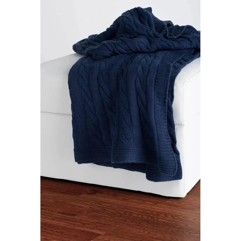 Cassy Cable Knitted Throw Blanket - LOOMLAN - LOOMLAN - Throw Blankets