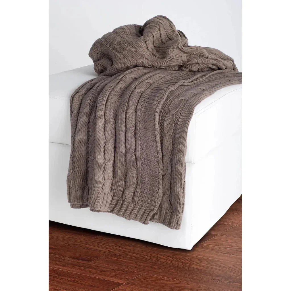 Cassy Cable Knitted Throw Blanket - LOOMLAN - LOOMLAN - Throw Blankets
