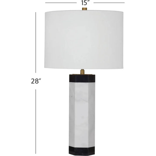 Charlie White Marble and Metal Table Lamp - LOOMLAN - Table Lamps