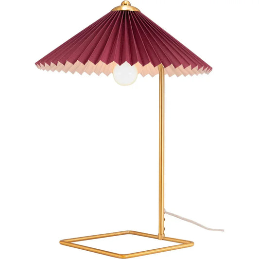 Charo Table Lamp Red & Gold - LOOMLAN - Zuo Modern - Table Lamps