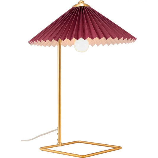 Charo Table Lamp Red & Gold - LOOMLAN - Zuo Modern - Table Lamps
