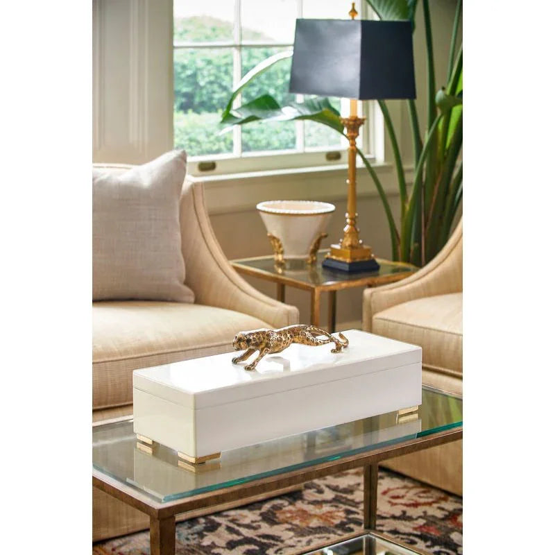 Cheetah Sculpture Topped Wooden Box - LOOMLAN - Chelsea House - Boxes & Bowls