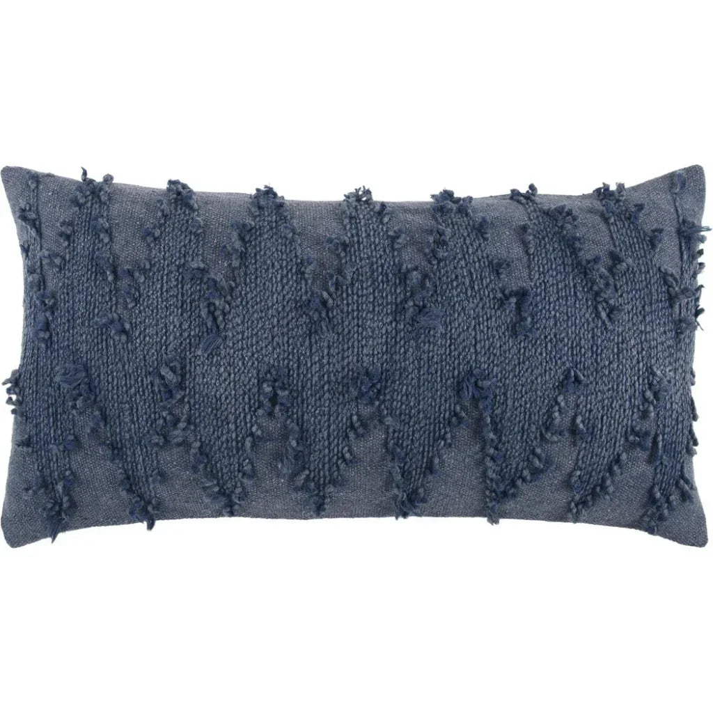 LOOMLAN Chevron Blue Lumbar Pillow With Insert