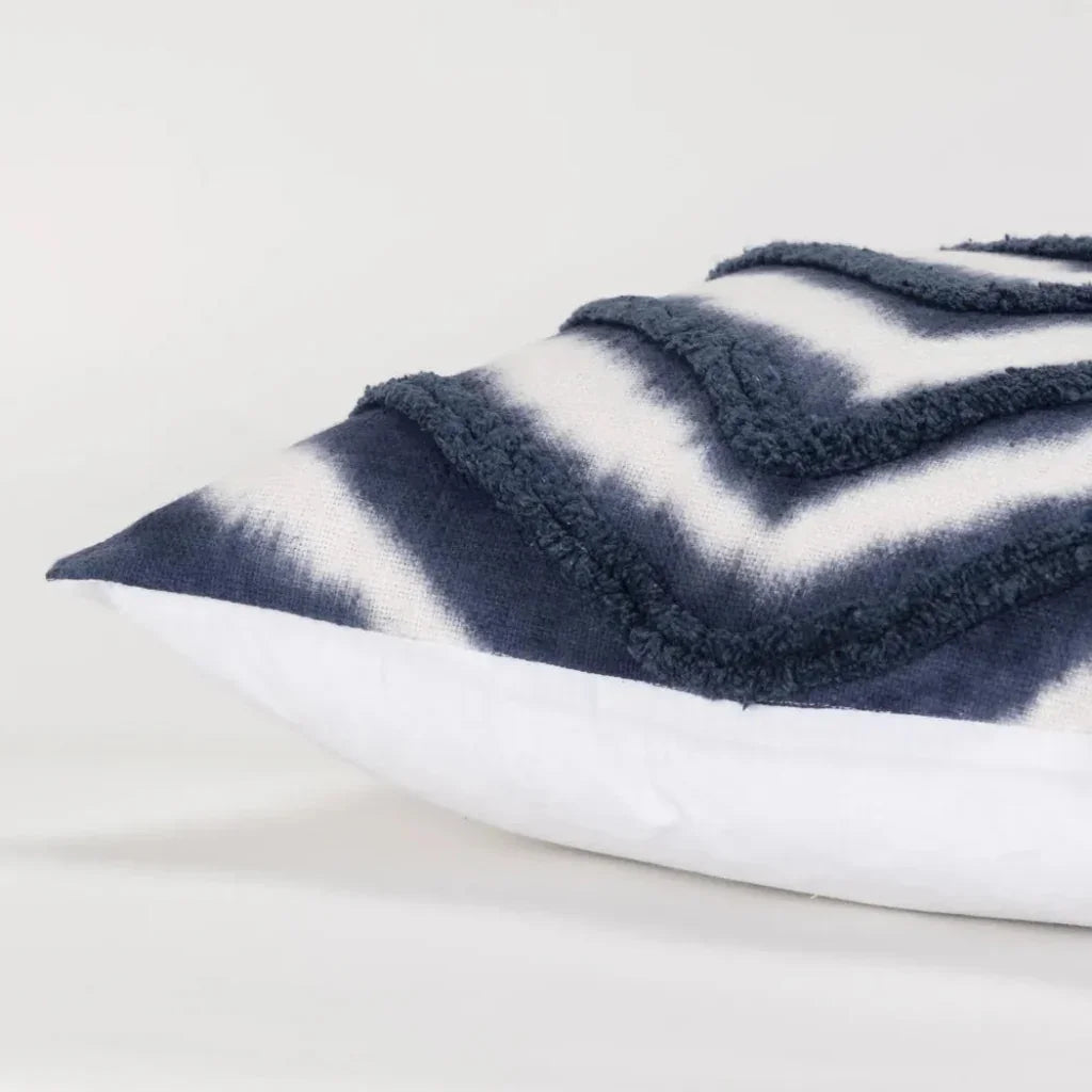 LOOMLAN Chevron Blue Throw Pillow With Down Insert
