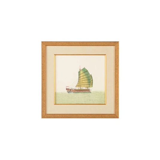 Chin Junks Hand Painted Artwork-Framed Wall Art-Chelsea House-Two Sails-LOOMLAN