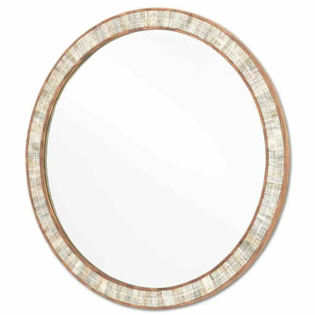 Chiseled Horn Natural Hyson Round Mirror - LOOMLAN - Currey & Co - Wall Mirrors