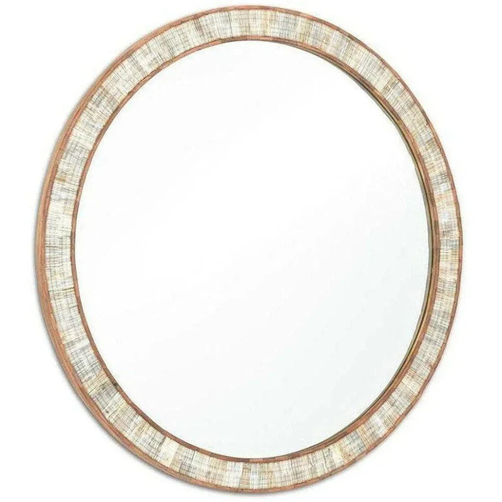 Chiseled Horn Natural Hyson Round Mirror - LOOMLAN - Currey & Co - Wall Mirrors