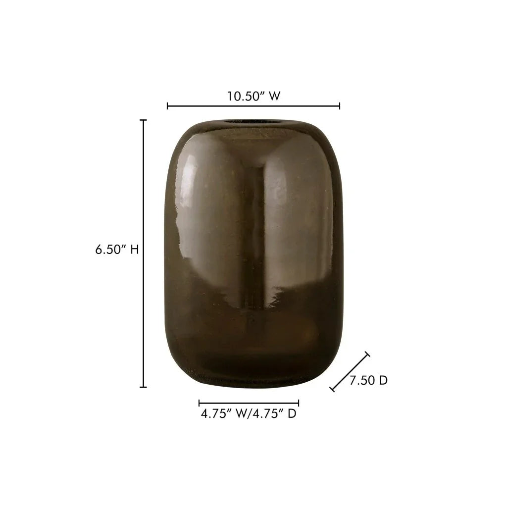 Circe Curved Cylindrical Glass Vase - LOOMLAN - Moe's Home - Vases & Jars