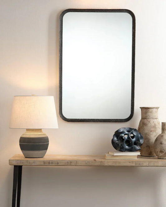 Coastal Beige & Dark Grey Ceramic Bernard Table Lamp - LOOMLAN - Jamie Young - Table Lamps