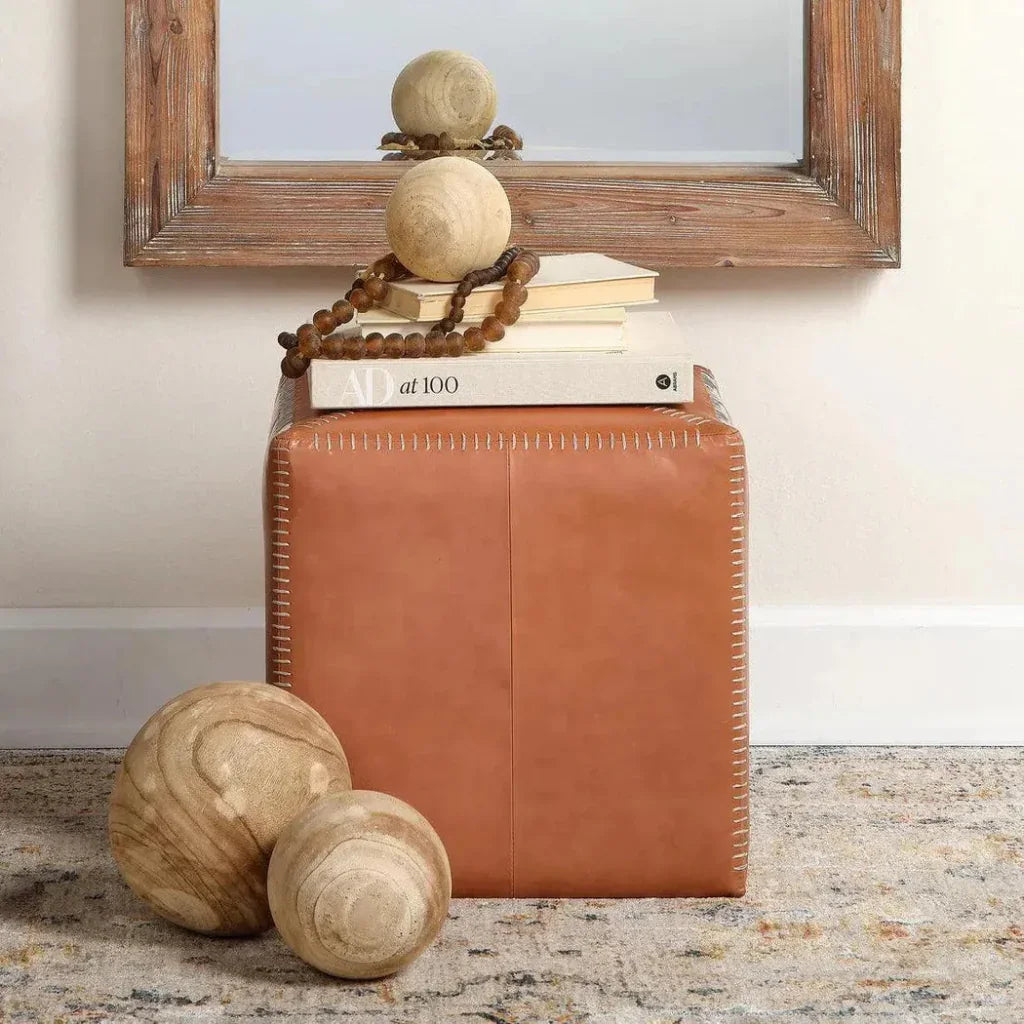Coastal Brown Paulownia Wood Malibu Wood Balls 3PC - LOOMLAN - Jamie Young - Statues & Sculptures