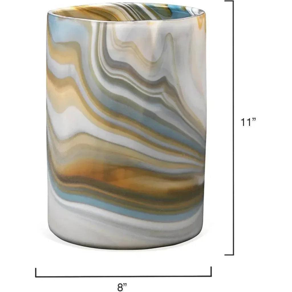 Coastal Style Blue Glass Terrene Vase - Medium - LOOMLAN - Jamie Young - Vases & Jars