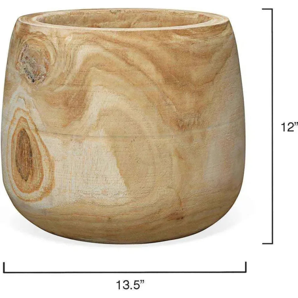Coastal Style Brown Paulownia Wood Brea Wooden Vase - LOOMLAN - Jamie Young - Vases & Jars