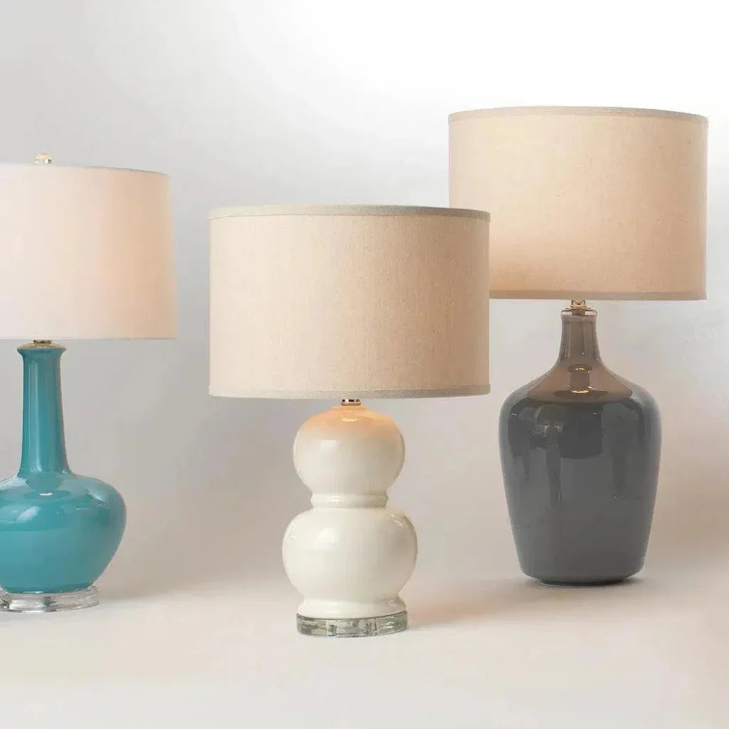 Coastal Style Foggy Grey Glass Plum Jar Table Lamp - LOOMLAN - Jamie Young - Table Lamps