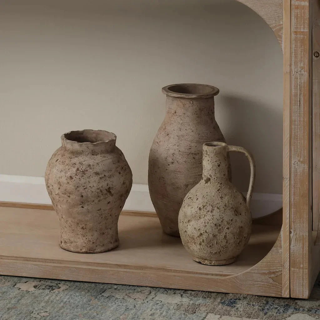 Coastal Style Hazelnut Ceramic Branch Decorative Vase - LOOMLAN - Jamie Young - Vases & Jars