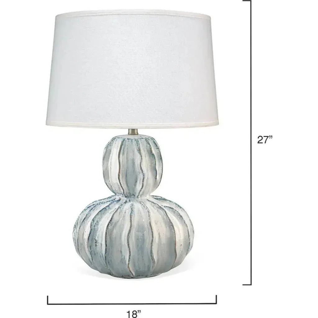 Jamie Young Coastal Style White Ceramic Oceana Gourd Table Lamp