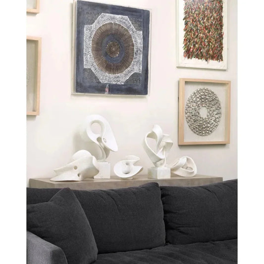 Coastal Style White Polyresin Obscure Object on Stand - LOOMLAN - Jamie Young - Statues & Sculptures