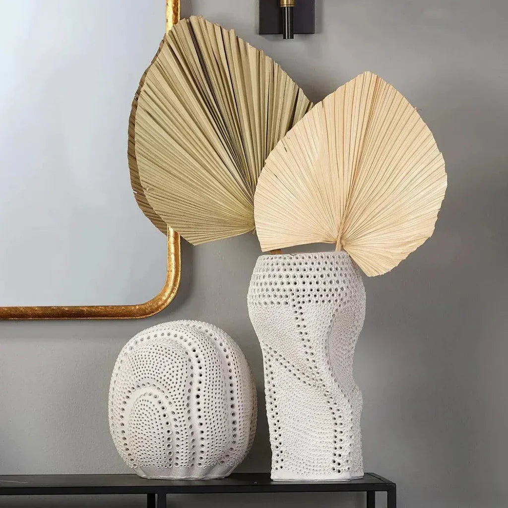 Coastal Style White Porcelain Lunar Sphere - LOOMLAN - Jamie Young - Statues & Sculptures