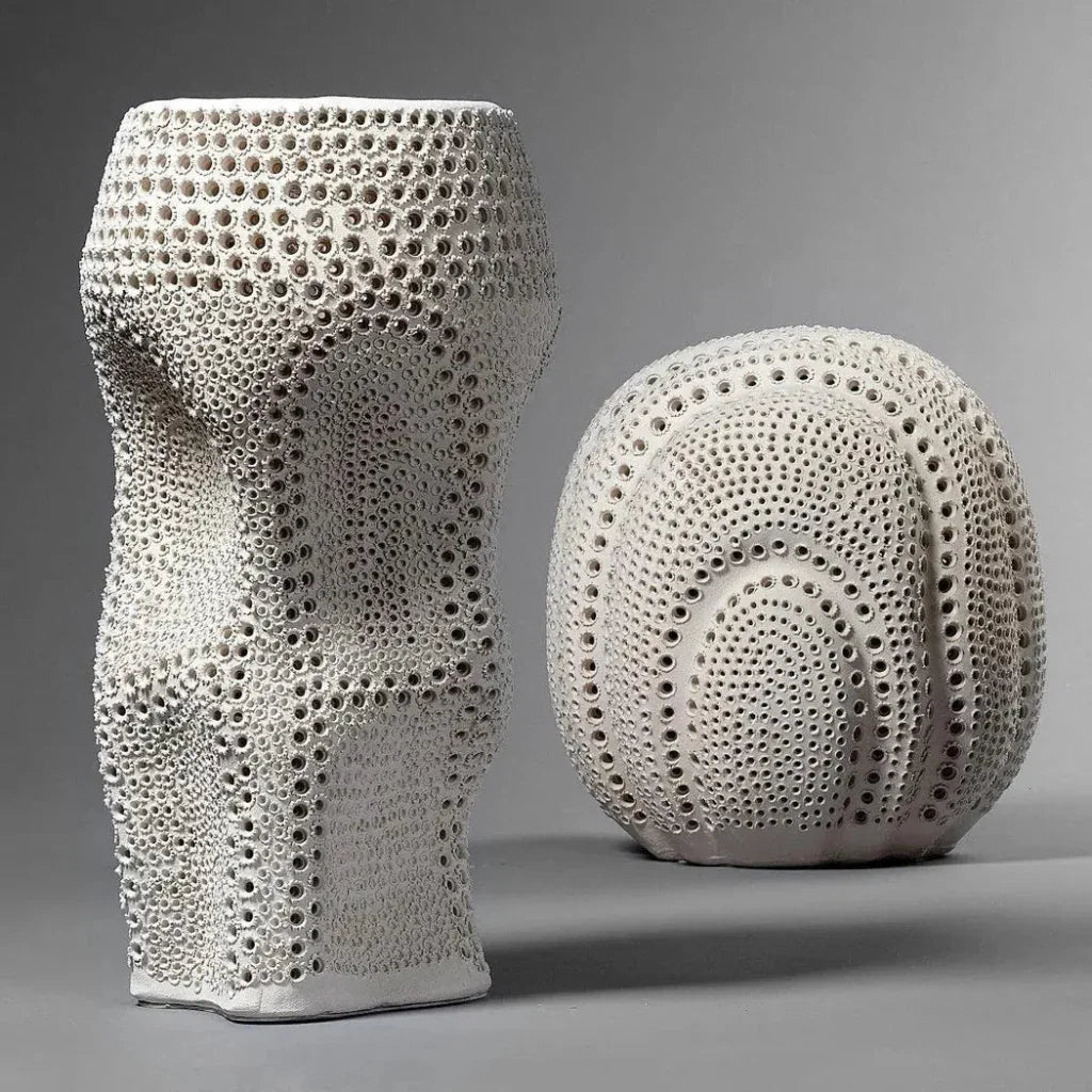 Coastal Style White Porcelain Lunar Sphere - LOOMLAN - Jamie Young - Statues & Sculptures
