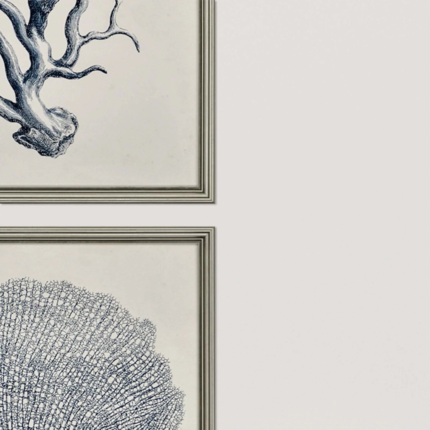 Coastal Wood Frame Blue Canvas Art 4PC