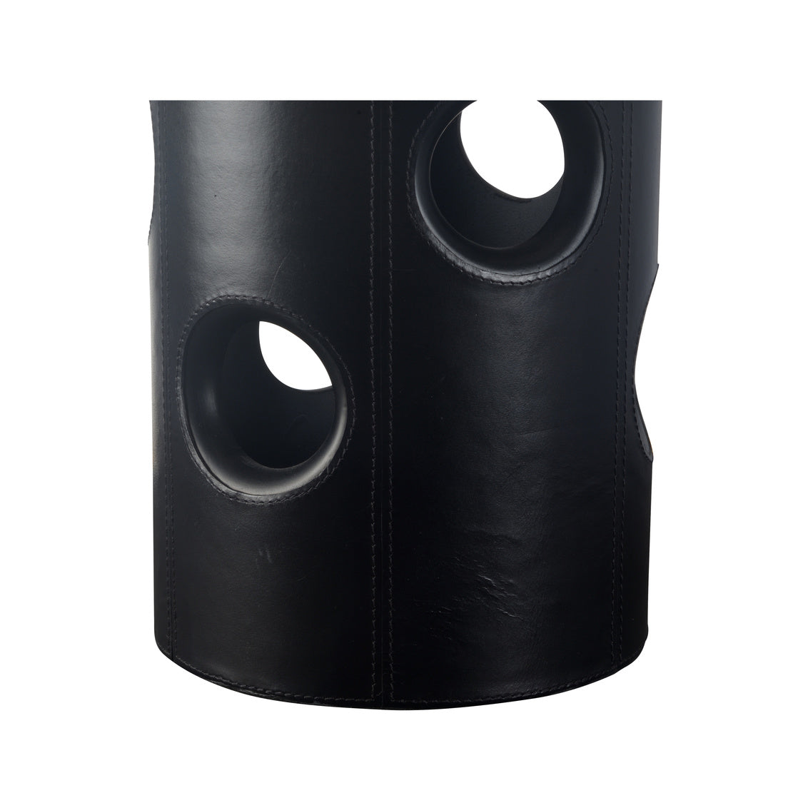 Cole Column Black Leather Table Lamp