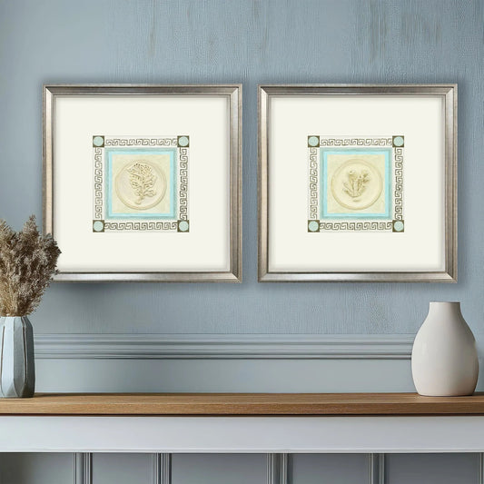 Coral Circles II Wood Frame Beige Canvas Art 2PC