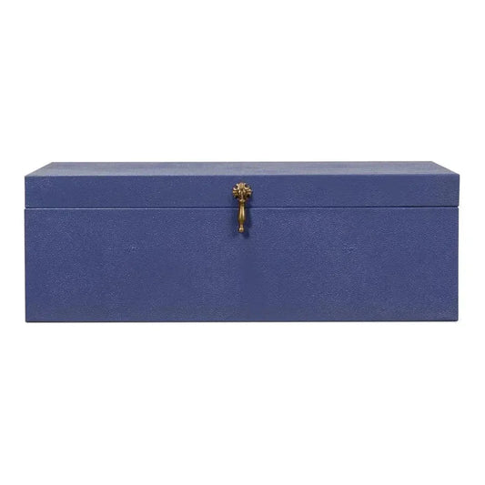 Cosmos Leather & Mdf Blue Nesting Boxes Set of 3 - LOOMLAN - Sarreid - Boxes & Bowls