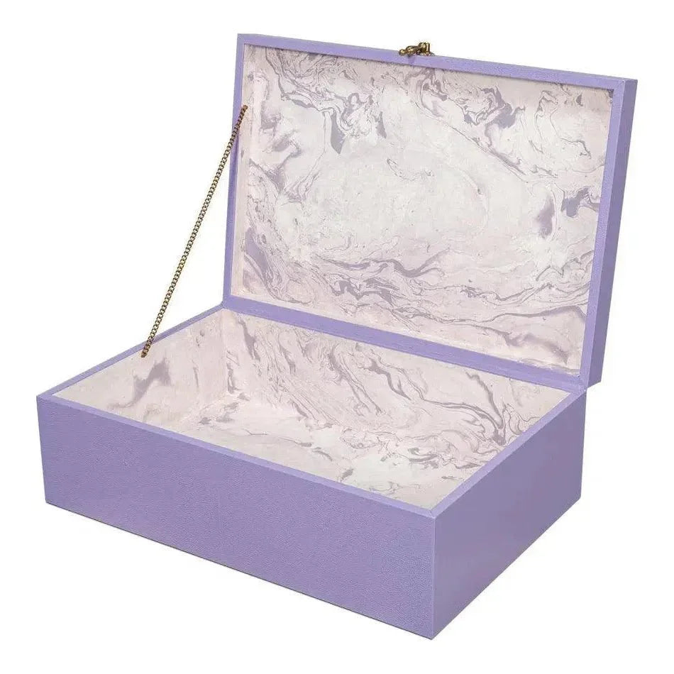 Cosmos Leather & Mdf Purple Nesting Boxes Set of 3 - LOOMLAN - Sarreid - Boxes & Bowls