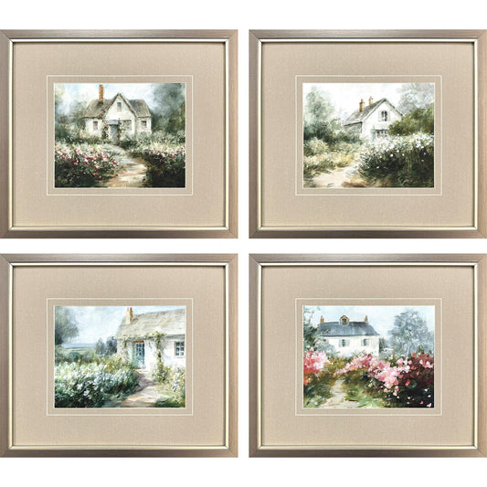 Cottage Garden Green Canvas Art 4PC