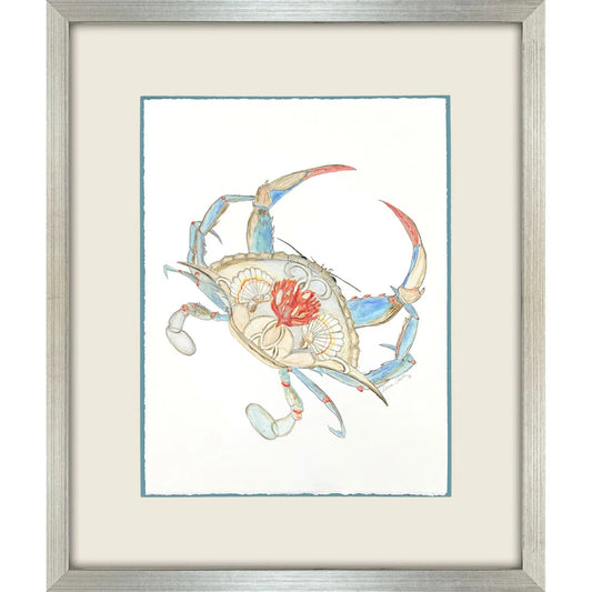 Crab Celebration I Wood Frame Orange Canvas Art