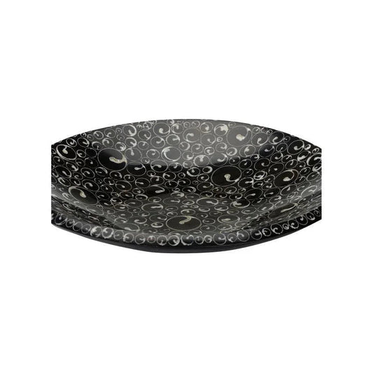 Crackled Conical Shaped Shell Black Platter - LOOMLAN - Chelsea House - Boxes & Bowls