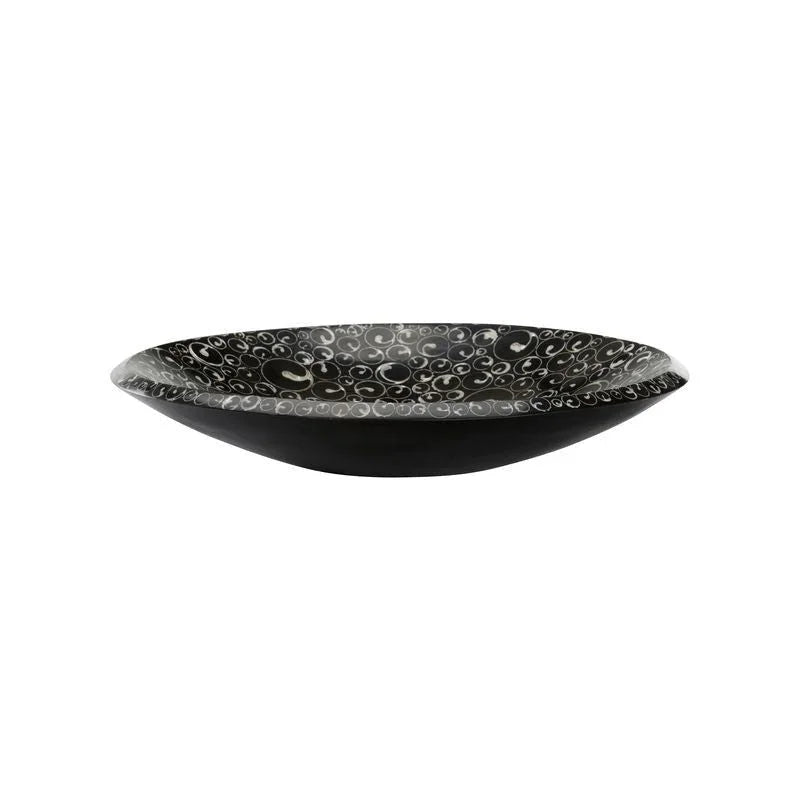 Crackled Conical Shaped Shell Black Platter - LOOMLAN - Chelsea House - Boxes & Bowls