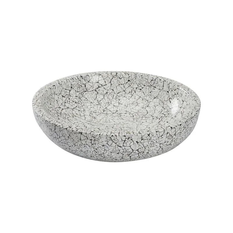Crackled Hand Laminated White Bowl - LOOMLAN - Chelsea House - Boxes & Bowls